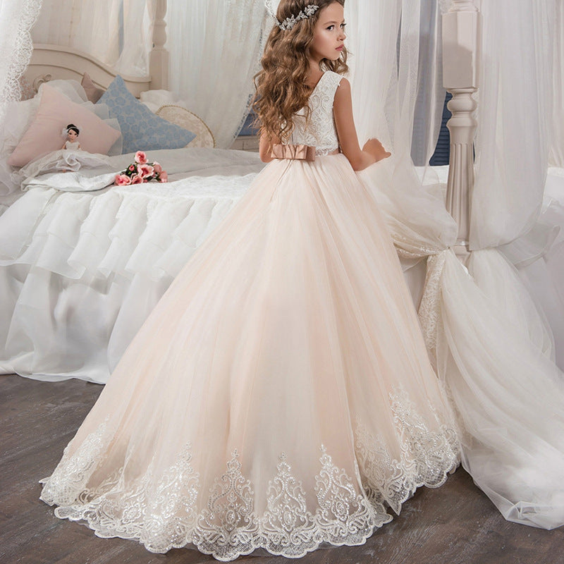 Avadress Flower Girls Lace Appliques Ball Gowns
