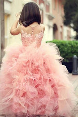 Little Girl's Pink Birthday Dress Children's Puffy Dress for Holiday Gorgeous Princess Dress