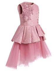 Flower Girls Dress Sequins Lace Appliques Wedding Tulle Dress Fancy Birthday Christmas Party Ball Gown