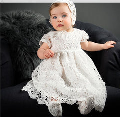 Baby Girl Embroidered Christening Baptism Special Occasion Newborn Long Dress with Bonnet