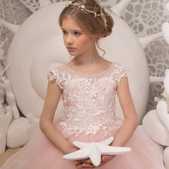 Light Pink Kids Girls Luxury Birthday Evening Party Long Dress Teen Children Elegant Princess Party Pageant Formal Gown Dress