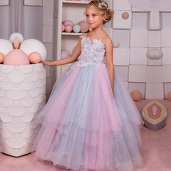 Colorful Party Dress Wedding Girl Holiday Princess Dresses Embroidery Trailing Birthday Ball Gown