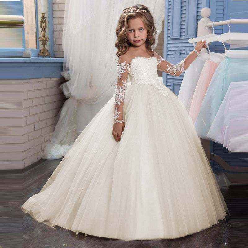 Floral Lace Appliques Princess Ball Gown First Communion Dress Celesti –  Sparkly Gowns