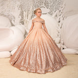 Unique Mix Color Ball Gown Flower Girl Dresses  New Deminha Dress For Girls Sequins Off the Shoulder