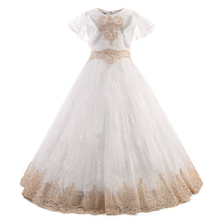 Flower Girl Dresses for Wedding Lace Applique Dresses Long Ball Gowns Princess Dresses