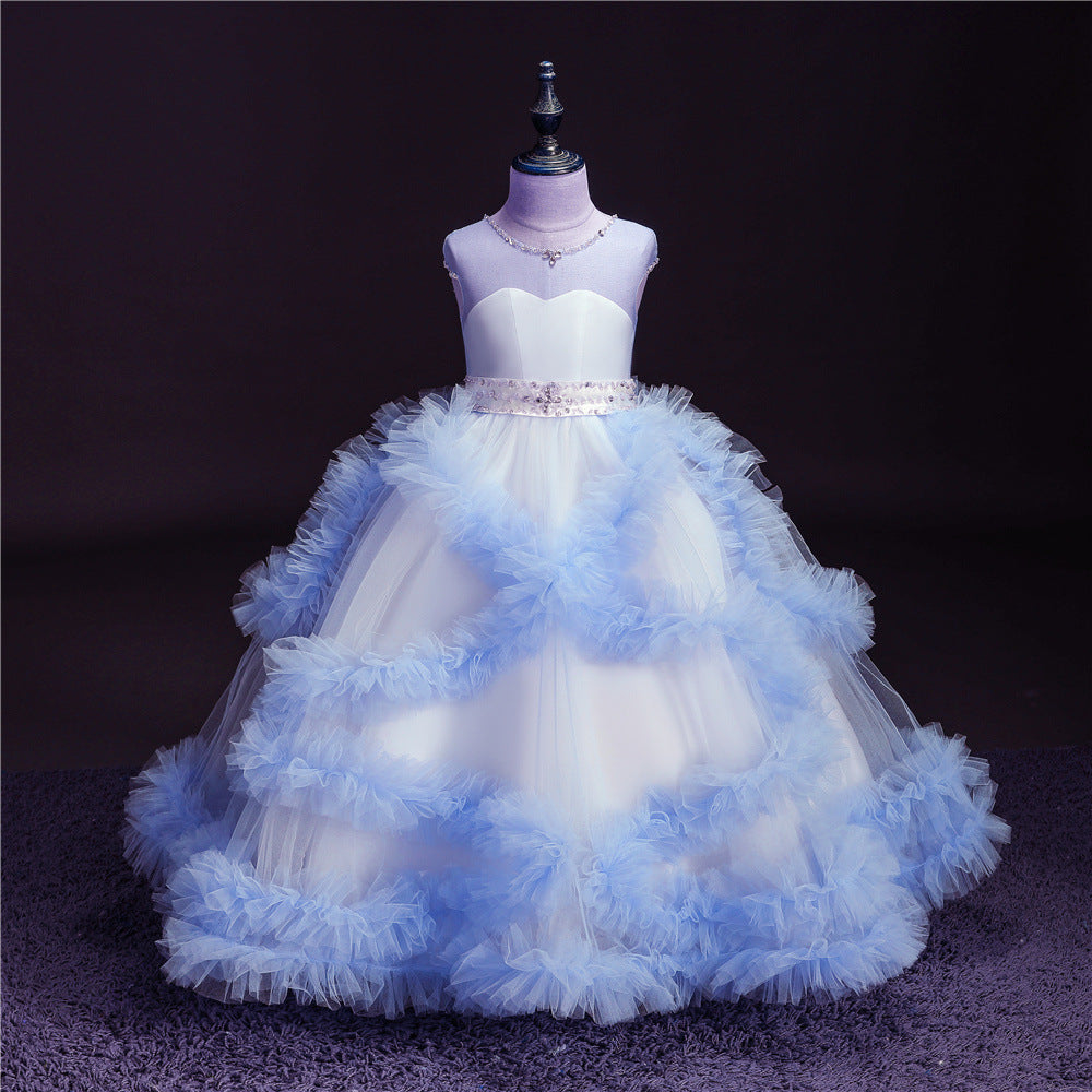Flower Girl Dress Short-Sleeved V Back communion dress lace top Tulle Avadress Flower Girl Dress Short-Sleeved V Back communion dress lace top Tulle Avadress