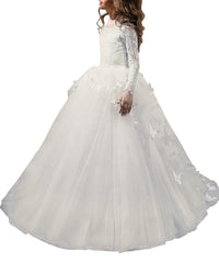 First Communion Dresses  Long Sleeve Butterflies Dresses girls ball gowns princess dresses  Flower Girl Dresses for Wedding