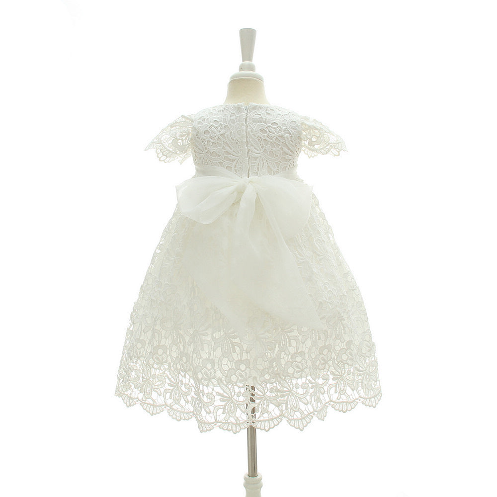 Baby Girl Embroidered Christening Baptism Special Occasion Newborn Long Dress with Bonnet