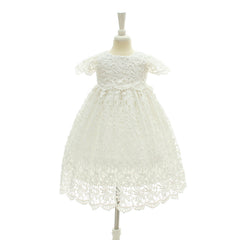 Baby Girl Embroidered Christening Baptism Special Occasion Newborn Long Dress with Bonnet