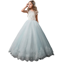 First Communion Short Sleeves Flower Girl Dress Rhinestones Pageant Gown Party Floor Length Wedding Party Dress Evening Dance Princess Tulle Dress