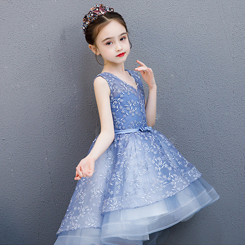 Flower Girl Dresses for Wedding Pageant Sleeveless Birthday Dress Floral Embroidered Embellished Evening Dress