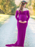 Comfortable Cross Bust Maternity Photoshoot Gown Stretchy Cotton Dress