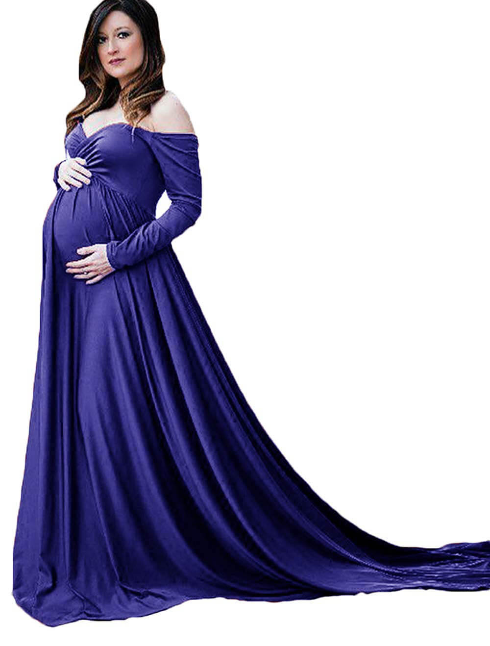Maternity Photoshoot Dress, Purple Train Dress, Elegant Tulle Dress, F