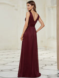 Women's Double V Neck Floor Length Sparkly Evening Dresses for Party Multi-colors