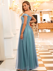 Women's High Waist Tulle & Sequin Sleevless Evening Dress