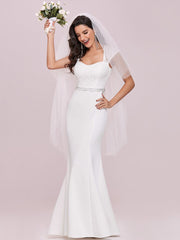 Lace Bodice Cap Sleeve Sweetheart Mermaid Style Wedding Dress