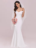 Plain White Dress Solid Color Off Shoulder Mermaid Wedding Dress