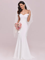 Plain White Dress Solid Color Off Shoulder Mermaid Wedding Dress