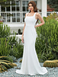 Elegant Sleeveless Square Neckline Mermaid Wedding Dress