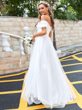 Magnificent Off Shoulder A Line Floor Length Wedding Dresses