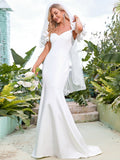 Gorgeous Floor Length Short Sleeves Mermaid Wedding Dresses