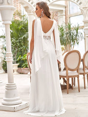 Deep V Neck A-Line Floor Length Gown Wedding Dresses