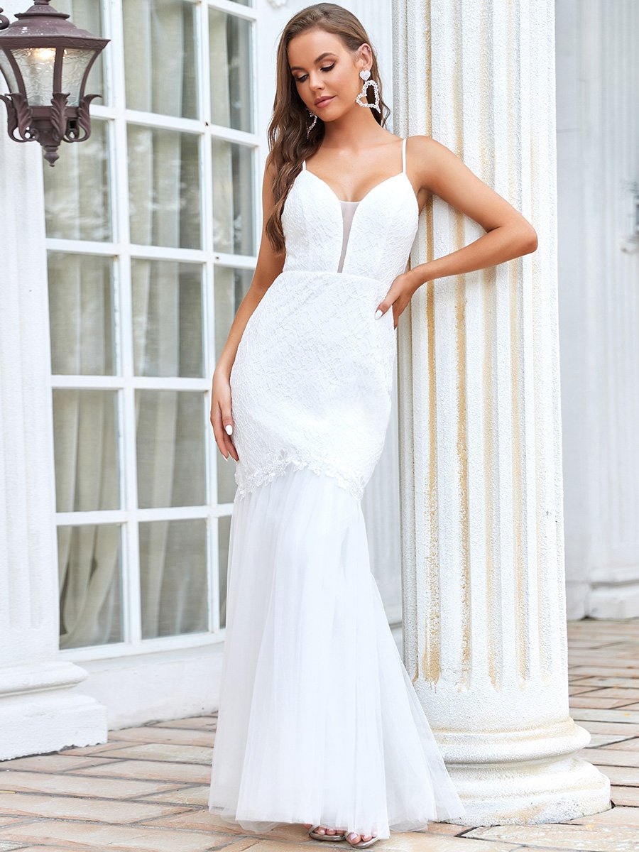 Flattering Sleeveless Floor Length Fishtail Gown Wedding Dresses
