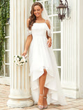 Splendid Floor Length Asymmetrical Hem High Low Wedding Dresses