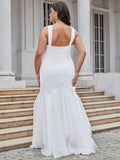 Plus Size V Neck Fishtail Silhouette Gown Mermaid Wedding Dresses