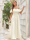 Ruffle Sleeves A-line Floor Length Wholesale Wedding Dresses