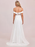 Off Shoulders Fishtail Floor Length Tailing Wedding Dresses