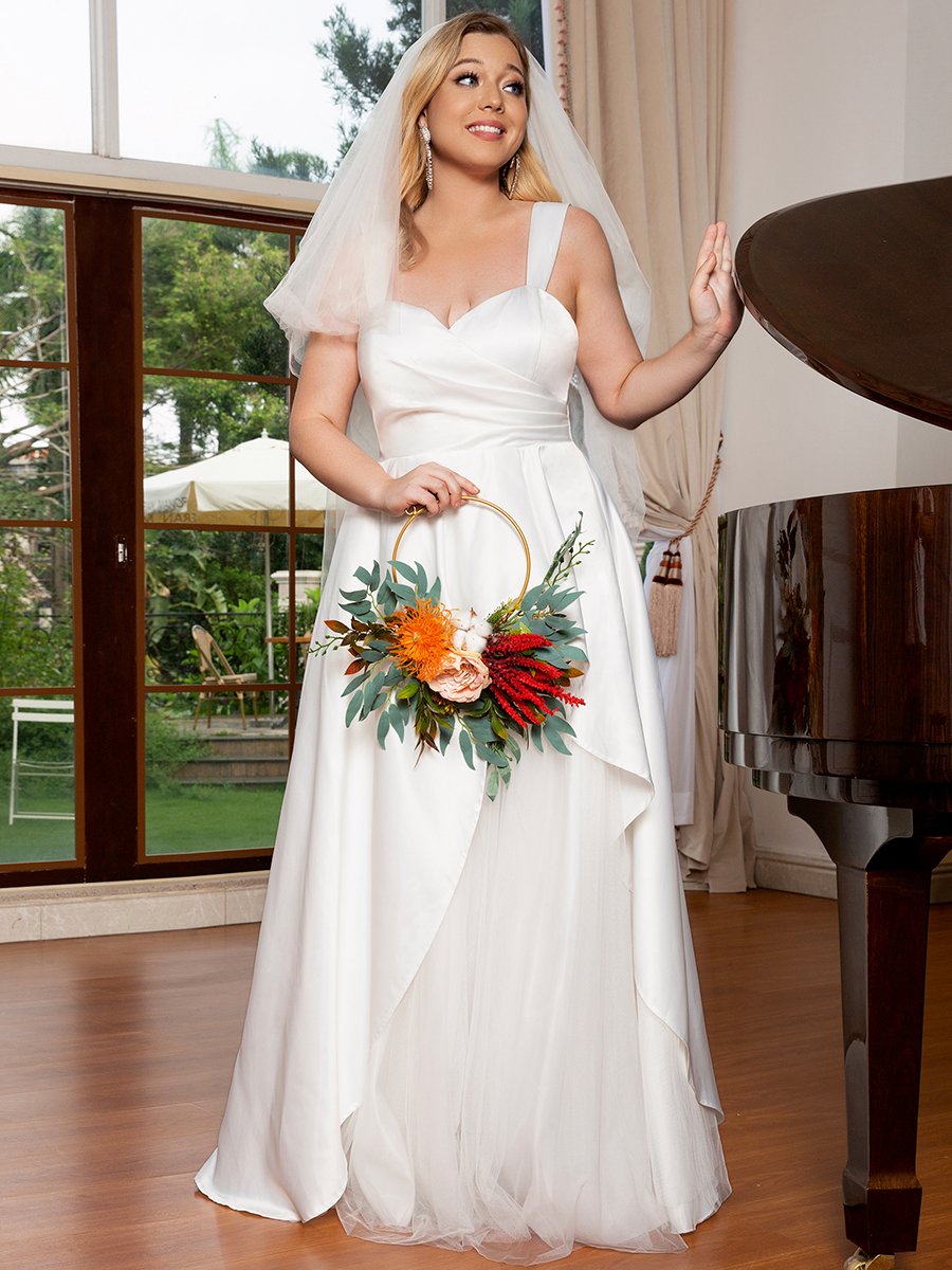 Sleeveless Sweetheart Neck Floor Length Gown Plus Size Wedding Dresses