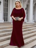 Ruffles Sleeves Pencil Plus Sizes Gown Mother of Bridesmaids Dresses