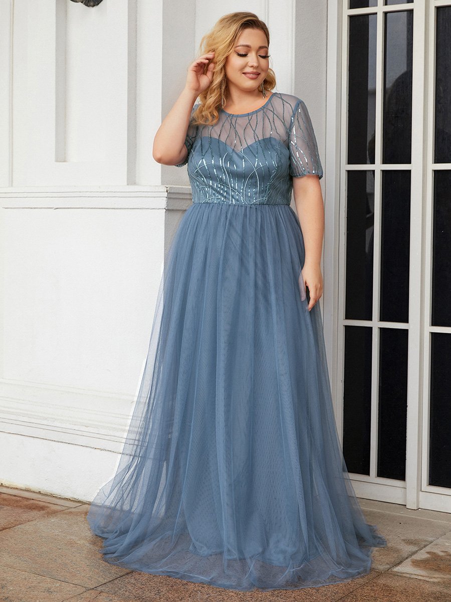 Round Necked A Line Plus Sizes Mother of Bridesmaids Dresses