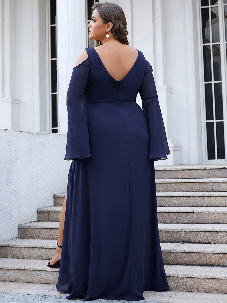 Deep V Neck Pagoda Sleeves A Line Plus Size Gown Maternity Dresses