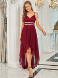 Modest High-Low Tulle Prom Dress for Women Empire Waist Bridesmaid Dresses