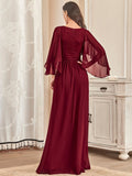 Women's Floor Length Deep Evening Dress V Neck with Lace