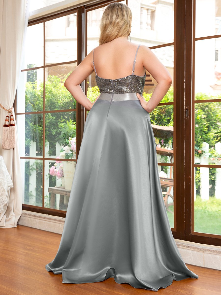 Women's Sexy Backless Sparkly Prom Dresses Plus Size Shiny High