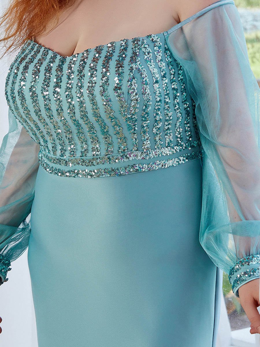 Plus Size Fashion Off Shoulder Sequin Evening Dresses Party Dress Sparkly Mermaid Dress