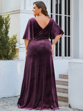 Vintage Double Plus Size Floor Length Velvet Evening Dresses Well-made Party Dresses for Women
