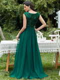 Women's A-Line V-Neck Sequin Dress Floor-Length Prom Dresses