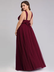 Floor Length Sleeveless Tulle Bridesmaid Dresses Elegant V Necked Plus Size Multi Colors