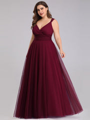 Floor Length Sleeveless Tulle Bridesmaid Dresses Elegant V Necked Plus Size Multi Colors