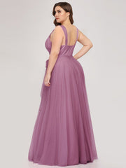 Floor Length Sleeveless Tulle Bridesmaid Dresses Elegant V Necked Plus Size Multi Colors