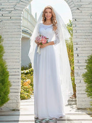 Elegant Tulle Gown Bridesmaid Dresses with Long Lace Sleeve Evening Dress