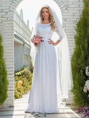 Simple Casual Lace & Chiffon Empire Waist Wedding Dress for Eloping