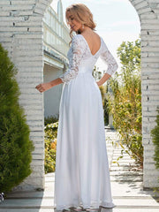 Simple Casual Lace & Chiffon Empire Waist Wedding Dress for Eloping