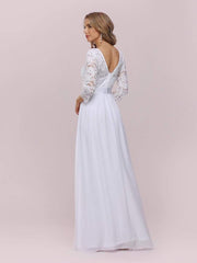 Simple Casual Lace & Chiffon Empire Waist Wedding Dress for Eloping