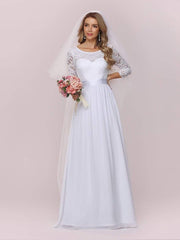 Simple Casual Lace & Chiffon Empire Waist Wedding Dress for Eloping