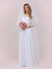 Simple Casual Lace & Chiffon Empire Waist Wedding Dress for Eloping